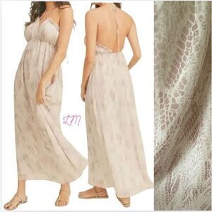 Lush Snake Python Print Halter Neck‎ Maxi Sundress Ash Mauve Size Medium